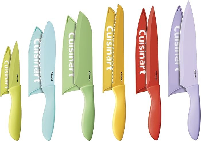 Cuisinart C55-12PCER1 Advantage Color Collection 12-Piece Knife Set with Blade Guards, Multicolored