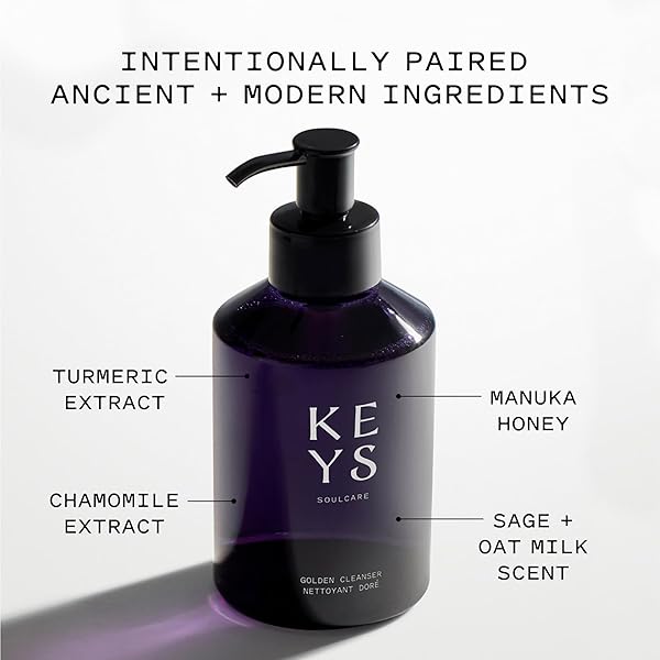 KEYS SOULCARE GOLDEN FACE CLEANSER, GENTLY REMOVES DIRT, MAKEUP & IMPURITIES AND SOOTHES SKIN WITH MANUKA HONEY, CRUELTY-FREE, 5.75 FL OZ