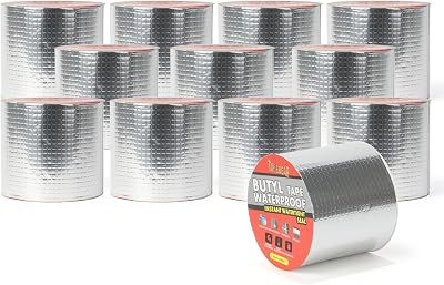 TAPEBEAR Butyl Tape 100mm x 5m Waterproof Sealant 12 Rolls Silver