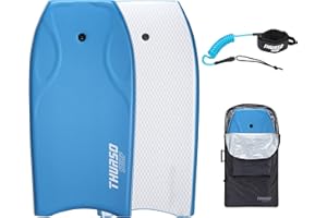 THURSO SURF 42'' Body Boards for Beach Pool Lightweight PE Core IXPE Deck HDPE Bottom FRP Stringers High Performance Body Board with Double Swivel Surf Leash and Bodyboard Bag Lightning