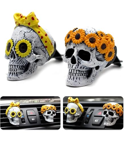 Bling Skull Car Mirror Charm - Gold Rhinestone Rear View Mirror Decor For Women & Men