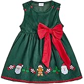 xkwyshop Toddler Baby Girl Christmas Outfit Santa Gingerbread Corduroy Dress Bow Decor Sleeveless A Line Tank Dress Clothes