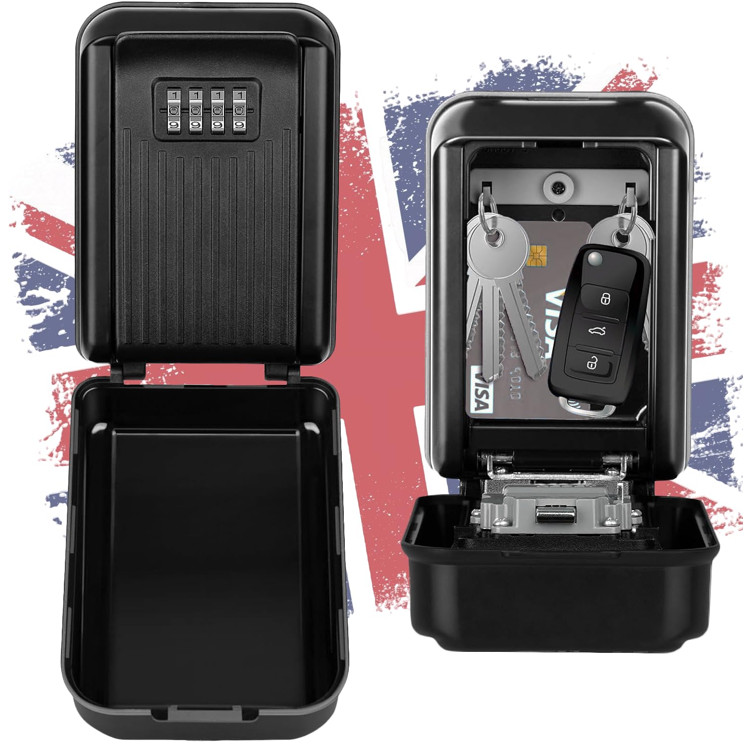 ViperSafe Key Safe Box Outdoor Waterproof: Heavy Duty Wall Mounted Security Lockbox, Large Capacity 4-Digit Combination Weatherproof Anti-Rust Key Storage for Airbnb, Rentals & Home - Black