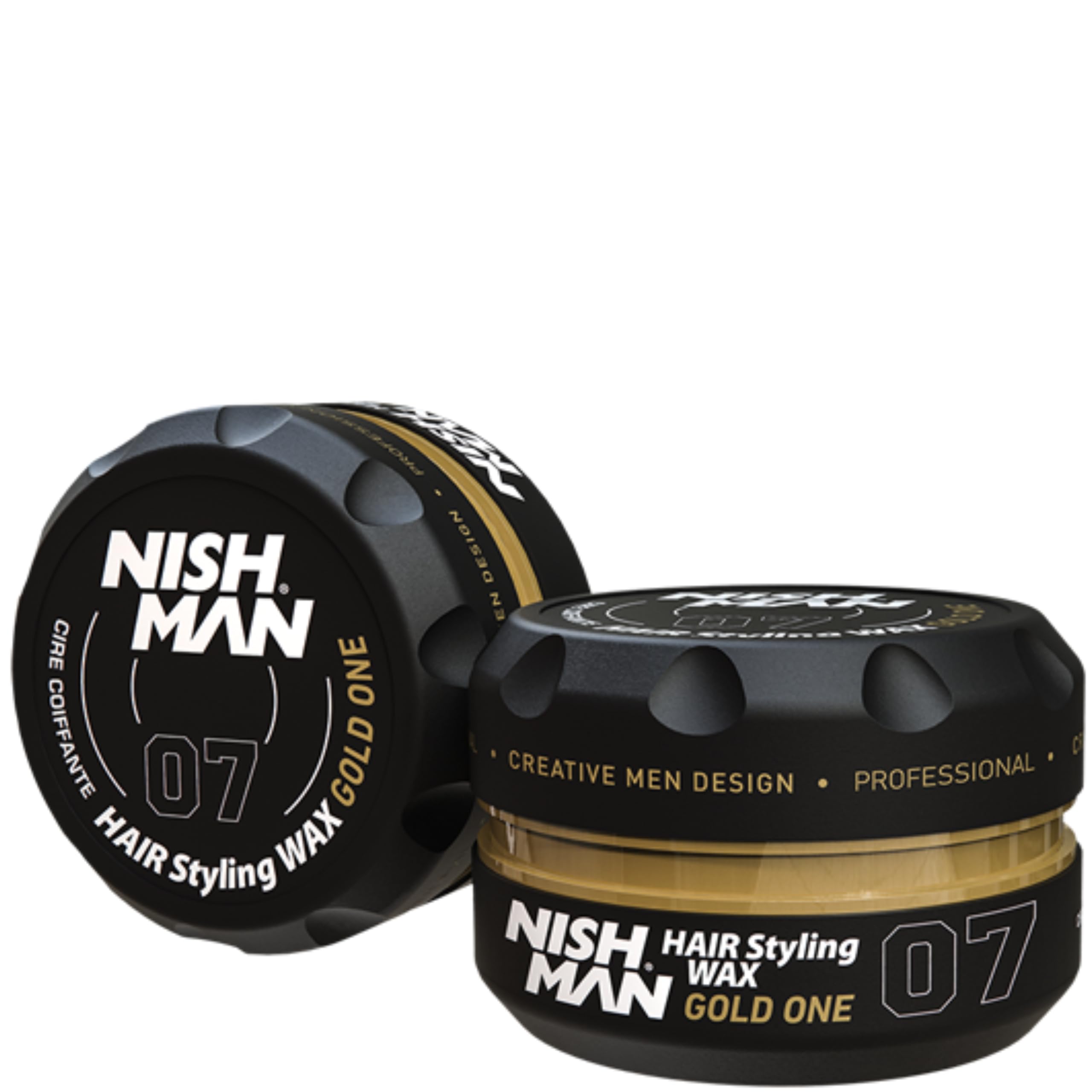 NISHMAN Hair Styling Wax for Men 07 - Gold One 150g - Gold One Scent - Natural Shine Look - Strong Hold - Mens Hair Gel Aqua Wax- Long-Lasting Control and Definition