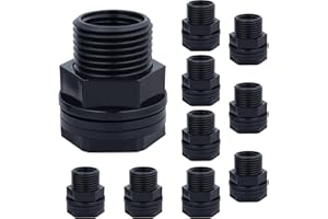 GARSELLEN Bulkhead Fitting 10 Pack, Garden Hose Thread 3/4 Inch Male GHT, 1/2 Inch Female NPT Bulk Head Water Tank Connector Fittings, Double Threaded Rain Barrels Aquarium Tubs Pools Spigot Tank Pond