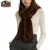 Women Scarf Fur Pocket Faux Hidden Zipper Pull Through Cozy Winter Neck Collar Wrap Secure Concealed Storage Soft Warm Hands Free Cell Phone Valuables Accessory