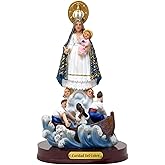 Mi Santuario 8"" Our Lady of Charity Statue Resin Figure Imagen Virgen de la Caridad del Cobre Estatua Figura, Blue