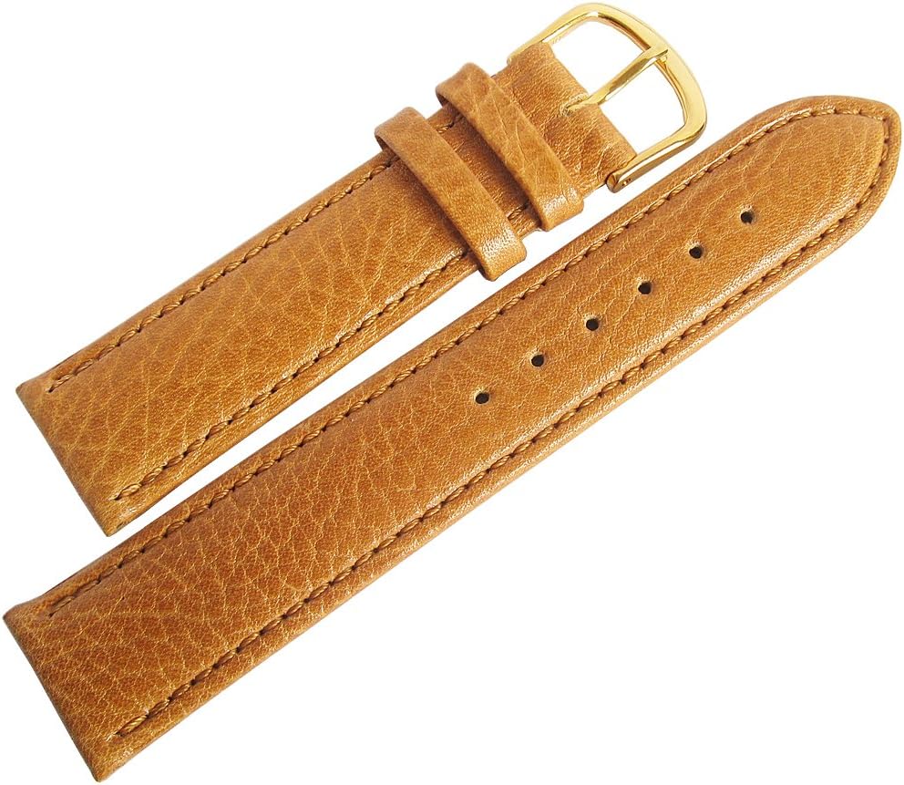 Record 20mm Tan Leather Gold Buckle Watch Strap