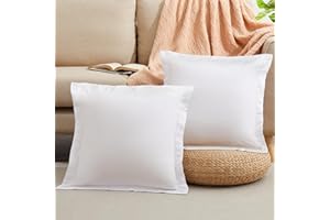 Horbaunal Set of 2 Microfiber Throw Pillow Covers 18 x 18 Inches, White Square Pillow Shams, Super Soft and Wrinkle Resistant Decorative Pillowcases with Zipper Closure
