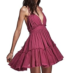 VERGOODR Women's Summer Boho Bohemian Deep V Neck