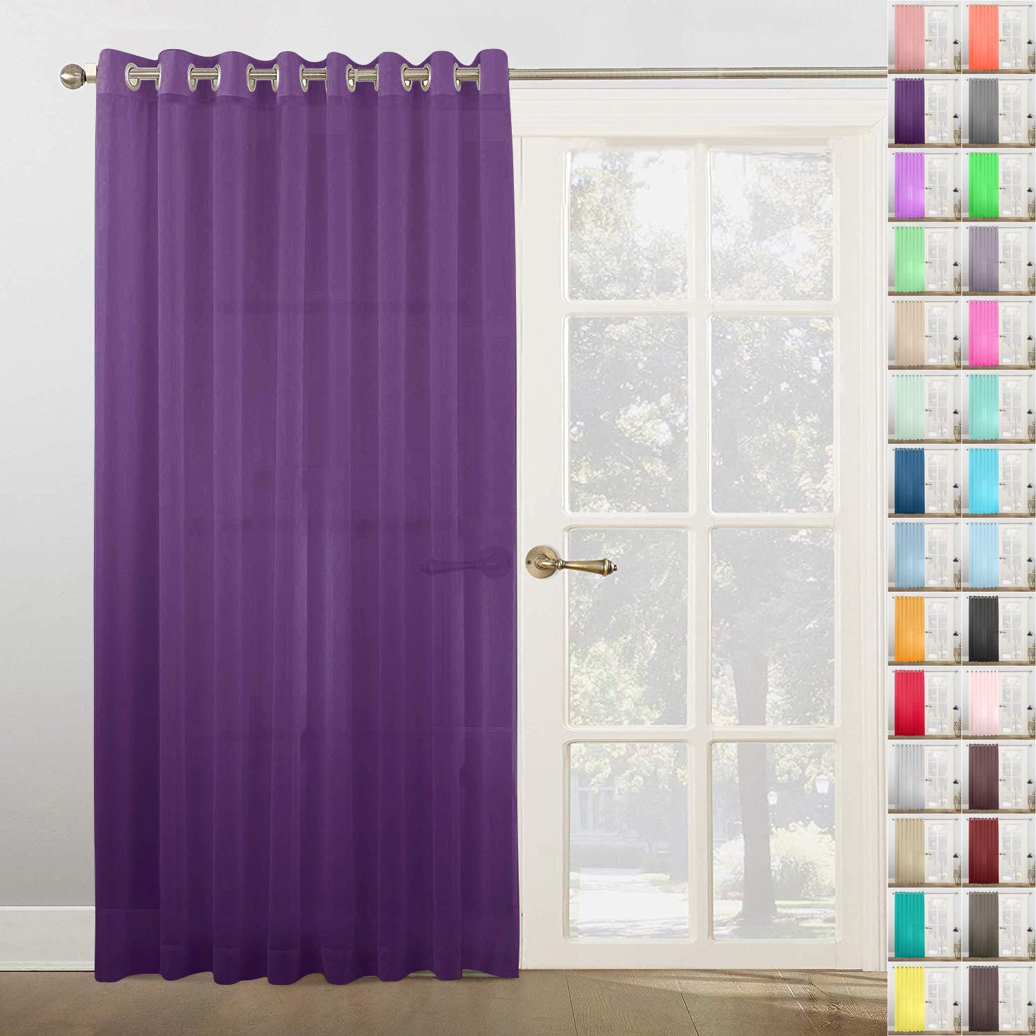 Megachest Woven Voile super wide metallic ring top Curtain 1 Panel (Eggplant, 116" wide X 90" drop)
