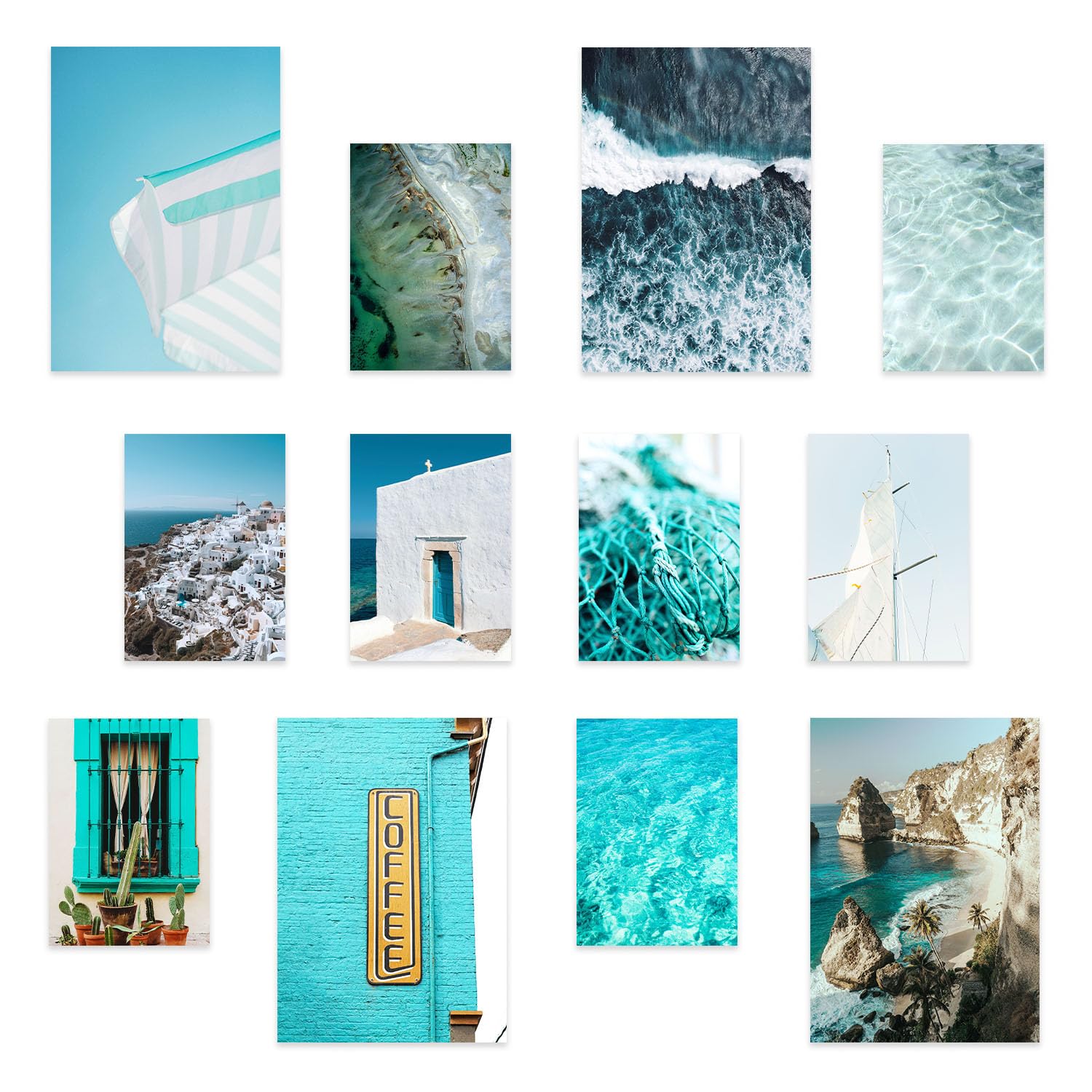 Nacnic Coastal Photography Prints Set - 12 pcs (4 A3, 8 A4) - Captivating Coastal Designs - No Frames, Prints Only Wall Art Prints Poster Wall decor