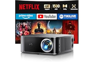 [1500 ANSI/Netflix-Licensed/36W Dolby Audio] Smart-Projector with WiFi 6 and 2-Way Bluetooth, Auto Focus & Keystone, TOPTRO X9 4K Supported Outdoor Movie Projector, Gray