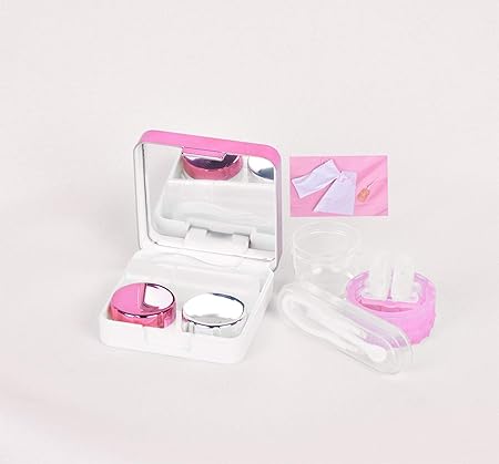 Amazon 鏡面コンタクトレンズケース 近視美瞳ケアボックス シンプルで可愛いダブルリンク収納パートナー携帯型 コンタクト レンズ手動回転式洗浄器 持ち運びに便利 コンタクトレンズ近視パートナーダブルケースキット クリスマス 誕生日などのお祭りギフトキット