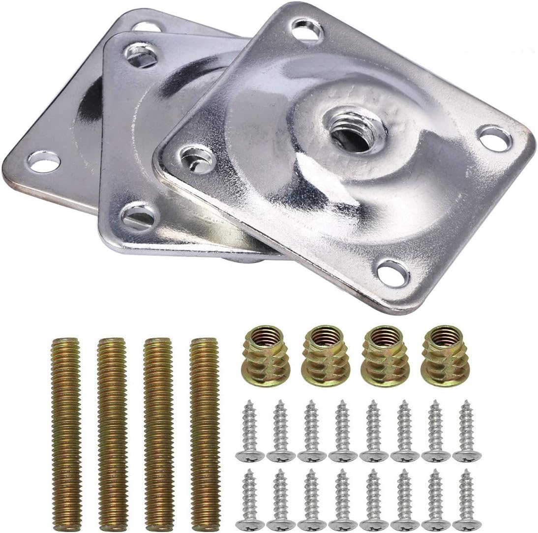La Vane Furniture Leg Mounting Plates & M8 Hanger Bolts Kit