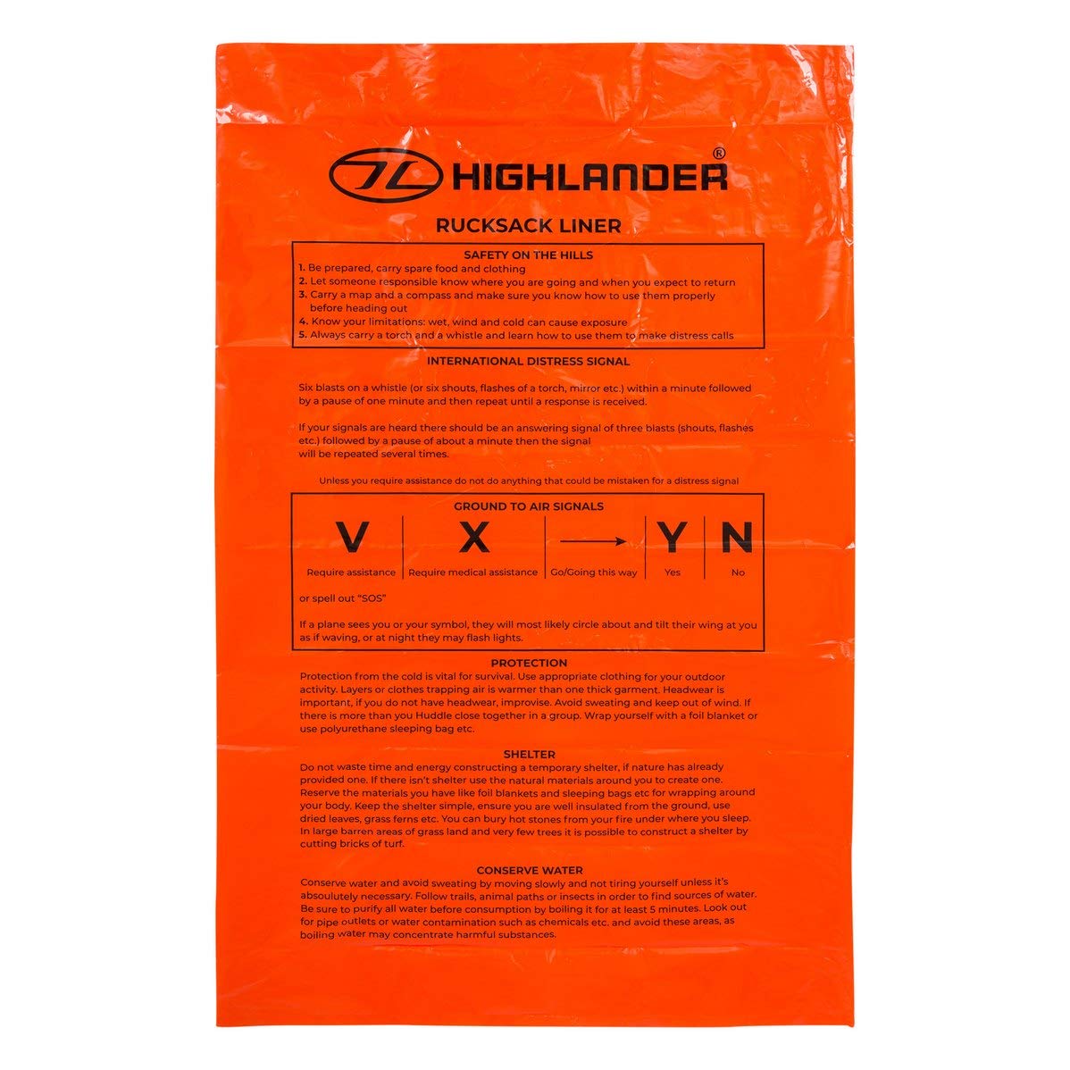 Highlander Waterproof Rucksack Liner - Orange