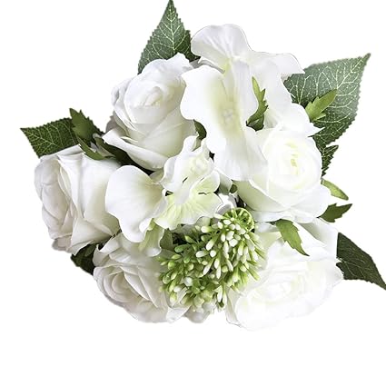 Ohq Fausse Fleur Decoration Décoration Blanche Bleu Rose à
