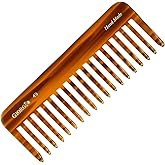 Giorgio G49 Large 5.75 Inch Detangling Comb, Wide Teeth for Thick Curly Wavy Hair. Long Hair Detangler Comb For Wet and Dry. Handmade of Quality Cellulose, Saw-Cut, Hand Polished, Tortoise Shell