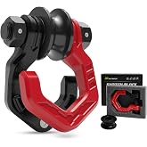 AUTORICH Snatch Block Separate Shackle, 3/4" D Ring Shackle with Pulley, 57320lbs Break Strength, Towing Winch Snatch Block for Off Road Vehicle Recovery, Red Black 1-Pack