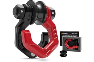 AUTORICH Snatch Block Separate Shackle, 3/4" D Ring Shackle with Pulley, 57320lbs Break Strength, Towing Winch Snatch Block for Off Road Vehicle Recovery, Red Black 1-Pack