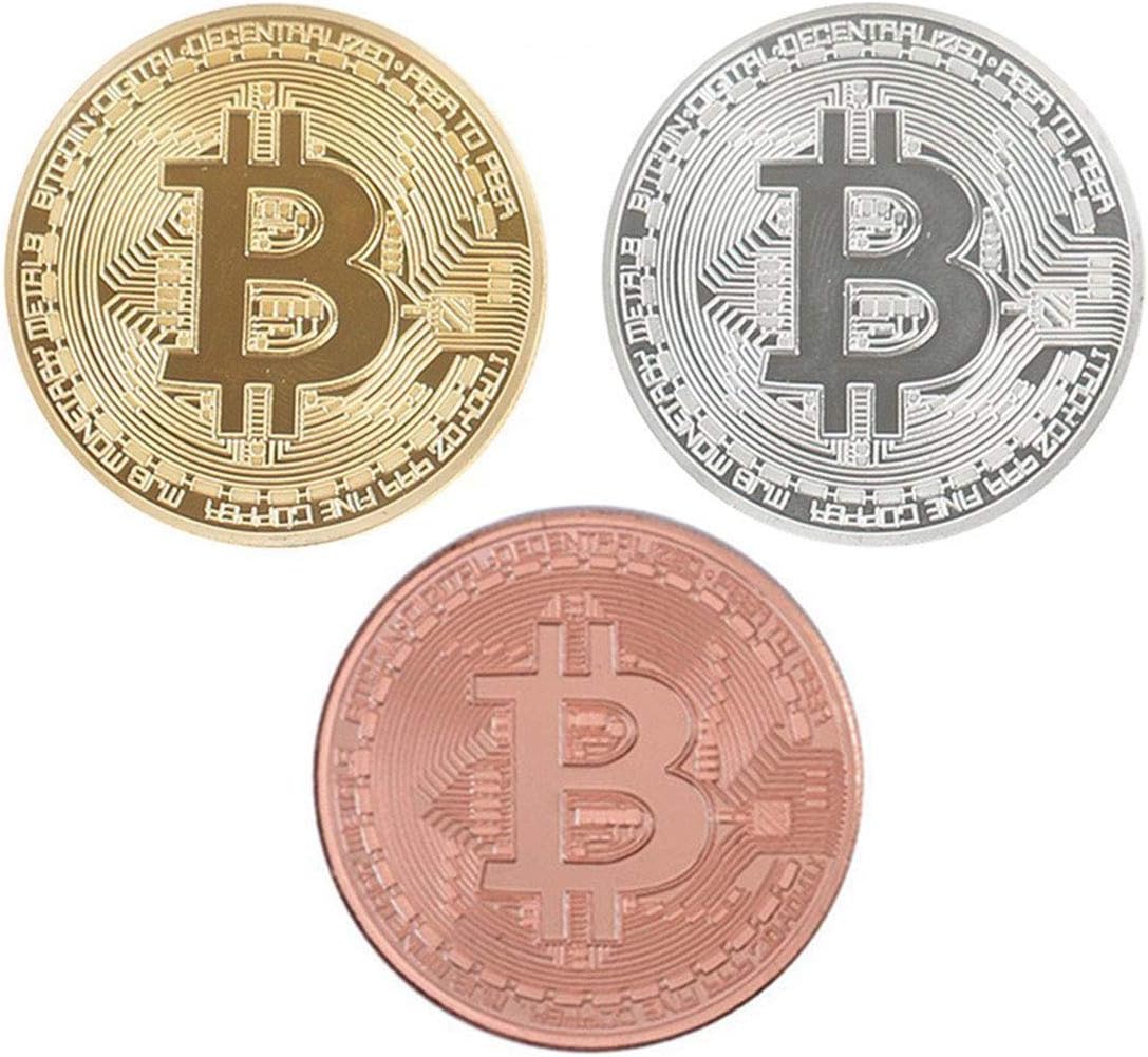HARPIMER Bitcoin Coins, Gold, Silver, and Bronze Physical Blockchain Cryptocurrency in Protective Collectable Gift Case (Set of 3)