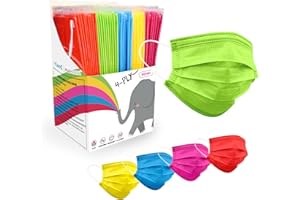 FriCARE Face Masks Disposable for Kids, 4 Ply ASTM Level 3, FSA HSA Eligible, Allergy Protection, Individually Wrapped, 50 Pack, Trend Color
