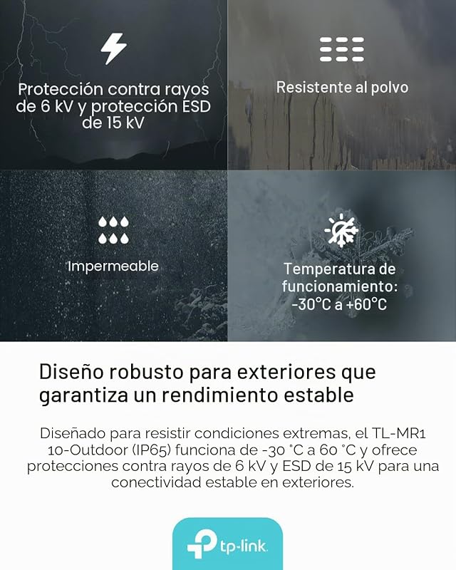 TL-MR110-Outdoor - Router 4G SIM, N300, WiFi 4, Puerto LAN, PoE