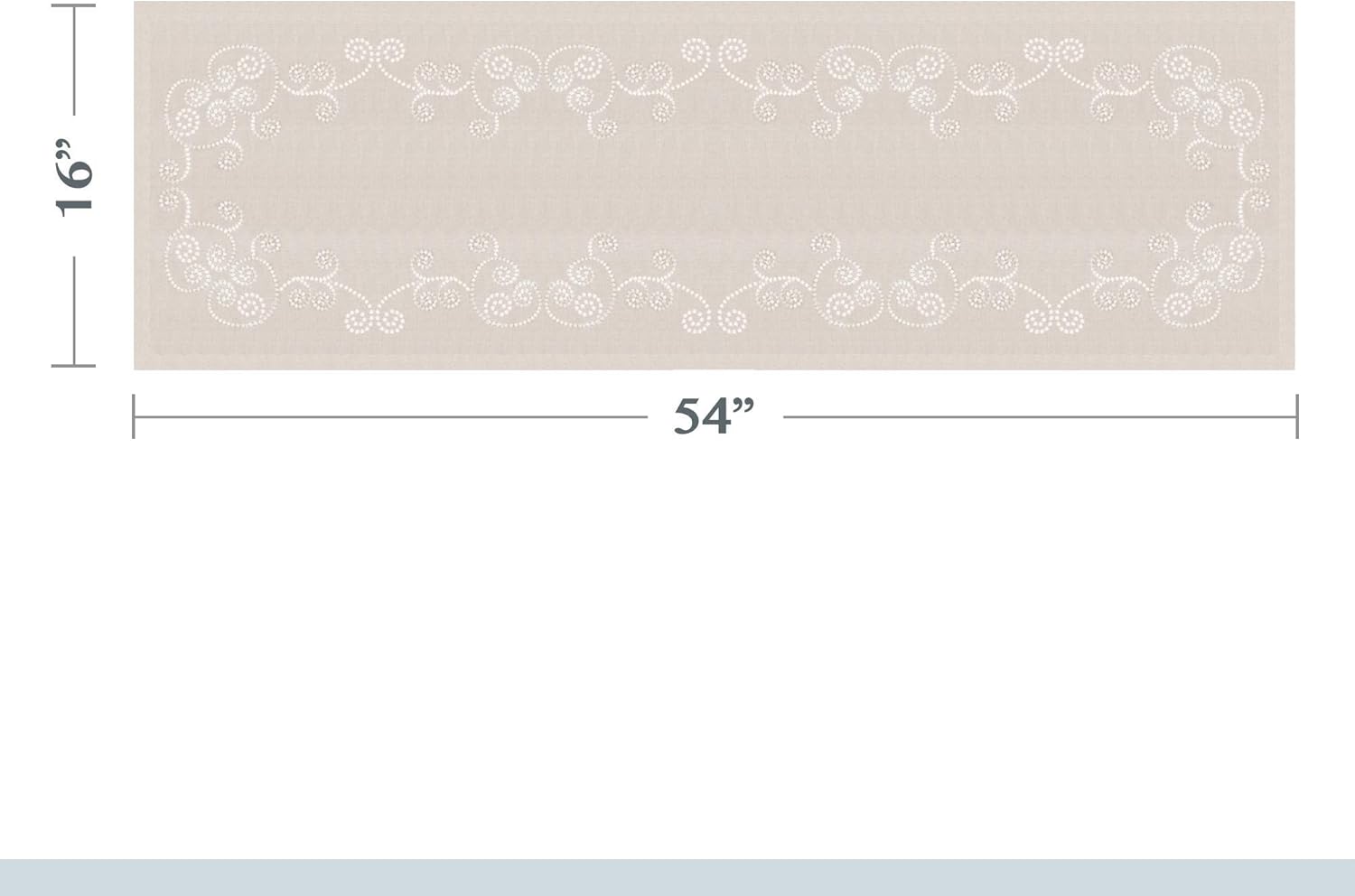 Swirl Embroidered Table Runner - 16"x54" Oblong, Natural: Kitchen & Dining