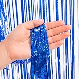 2Pcs Glitter Blue Foil Fringe Curtain Backdrop 1m x 2.5m view 4