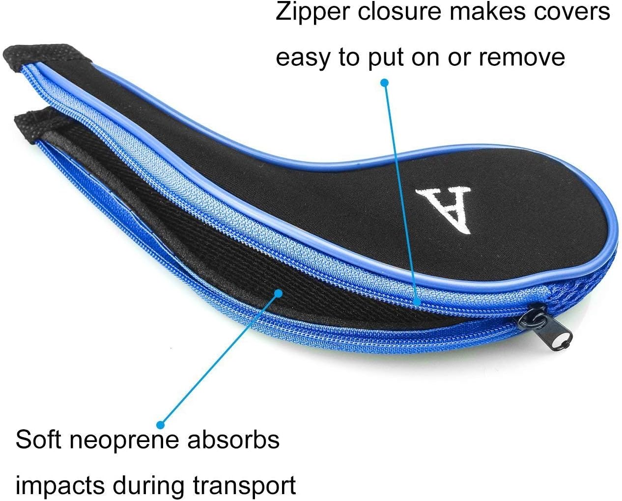 EDATOFLY 10 Pieces Golf Iron Head Covers Long Neck Number Printing Irons Head Covers Set and 1 Piece Golf Iron Club Brush (Black+Blue) - Image 5