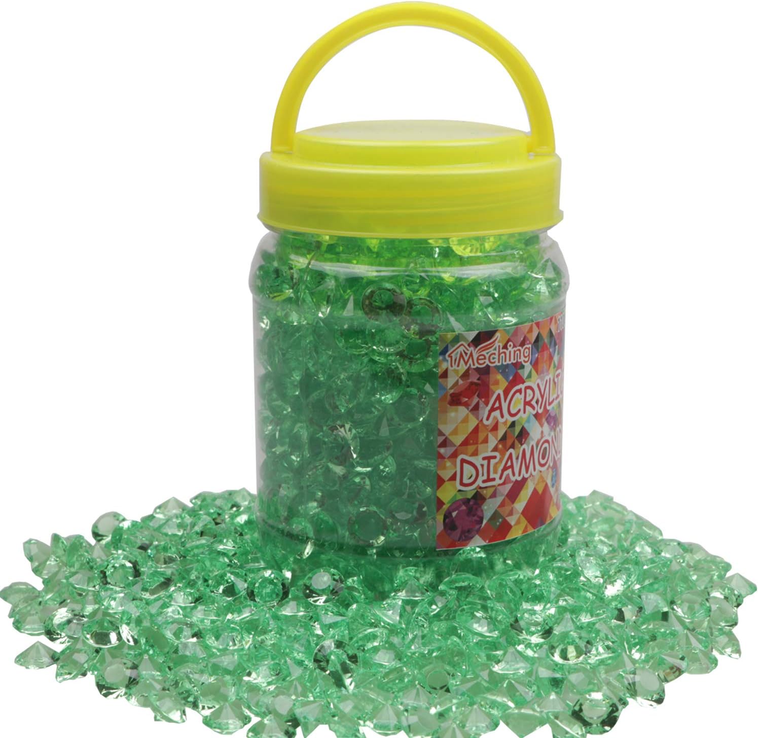 1100 Pieces Clear Wedding Table Scatter Confetti Crystals Acrylic Diamonds Rhinestones for Table Centerpiece Decorations Wedding Decorations Vase Beads Bridal Shower Decorations (Green, 10 MM)