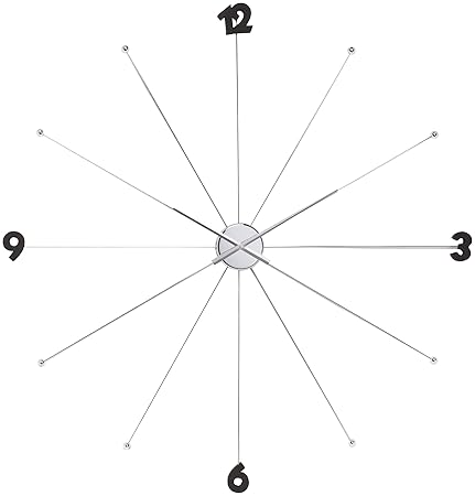 Wanduhr Like Umbrella Chrome, grosse, moderne XXL Dekouhr, silber (H/B/T) 100x100x6cm