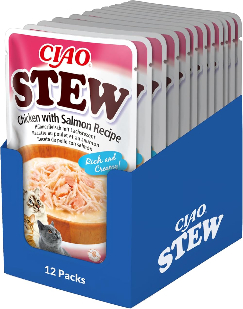 INABA Ciao Stew Wet Cat Food Chicken with Salmon 12 Packs 480g