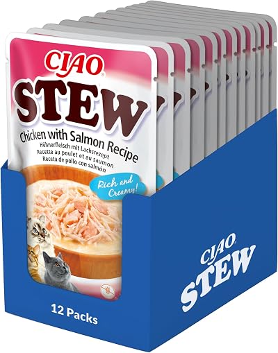 INABA Ciao Stew Wet Cat Food Chicken with Salmon 12 Packs 480g