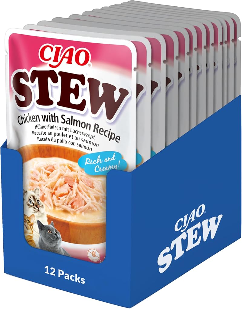 INABA Ciao Stew Wet Cat Food Chicken with Salmon 12 Packs 480g