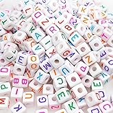 300 Pieces 10x10mm Big Large Cube Acrylic Alphabet Letter Beads A-Z Mixed Plastic Shape Loose Beads for Jewelry Making Bracelets Necklaces Key Chains (Colorful)