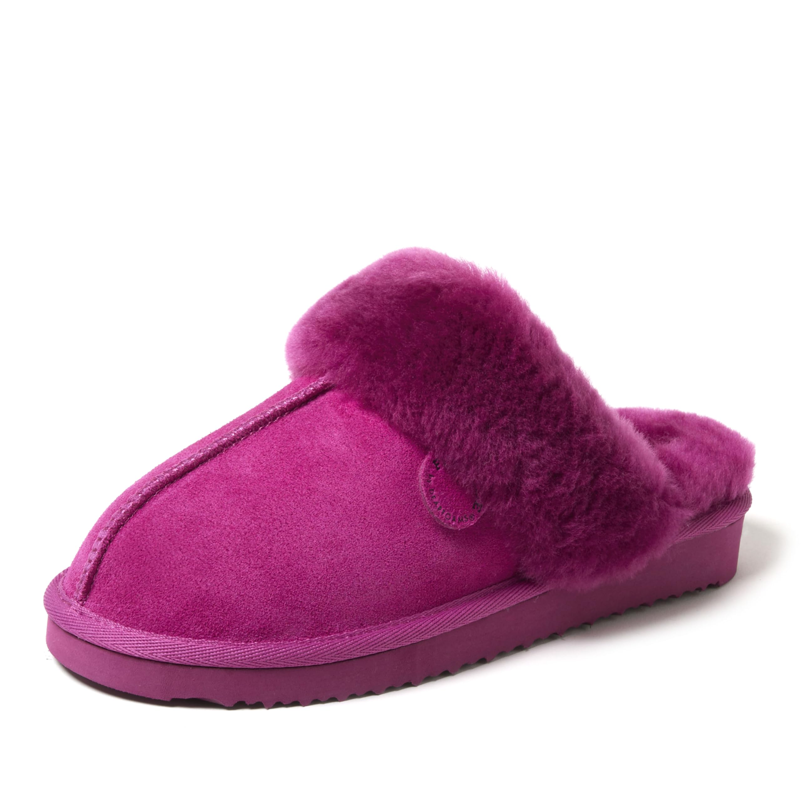 Dearfoams Women's Fireside Sydney Shearling Fur Indoor/Outdoor Scuff Slipper with Wide Widths, Mystic Purple, 6 Image