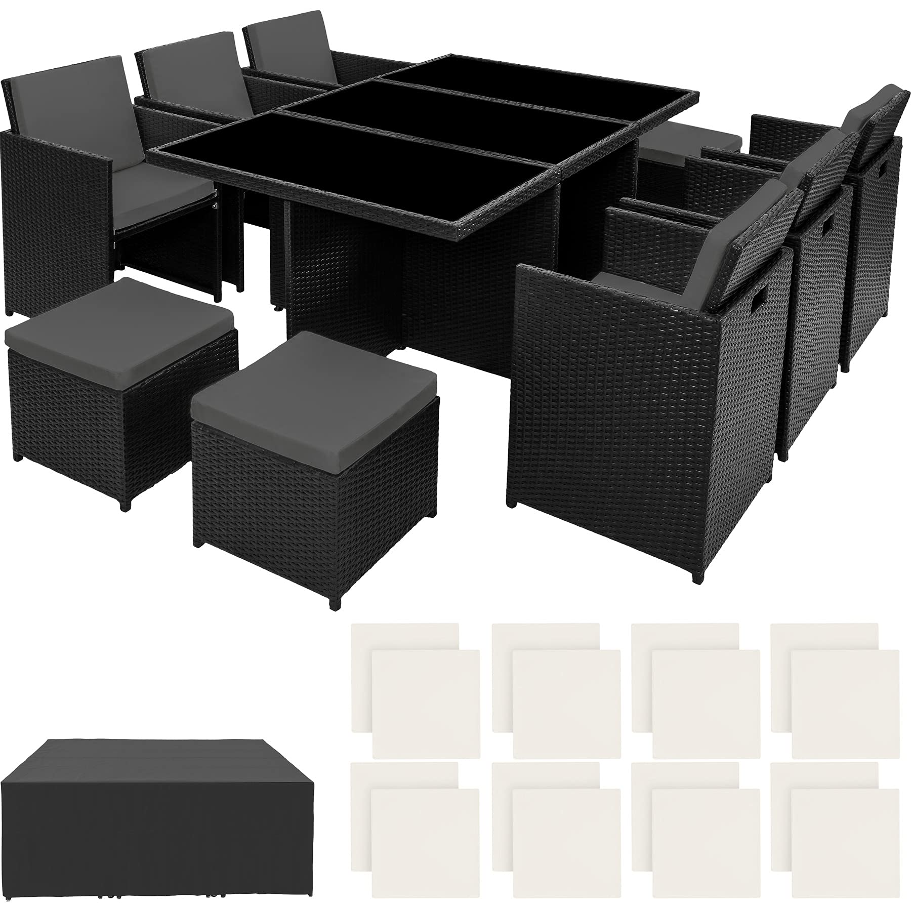tectake-800855-Conjunto-de-Muebles-de-Jardin-Poliratan-Set-Exterior-6X-Sillas-4X-Sillones-Puf-1x-Mesa-Incl-Funda