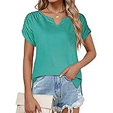 Short Sleeve Shirts for Women, V Neck Summer Tops Loose Fit Casual Tops Trendy Summer Womens Summer Tops Cute Shirts