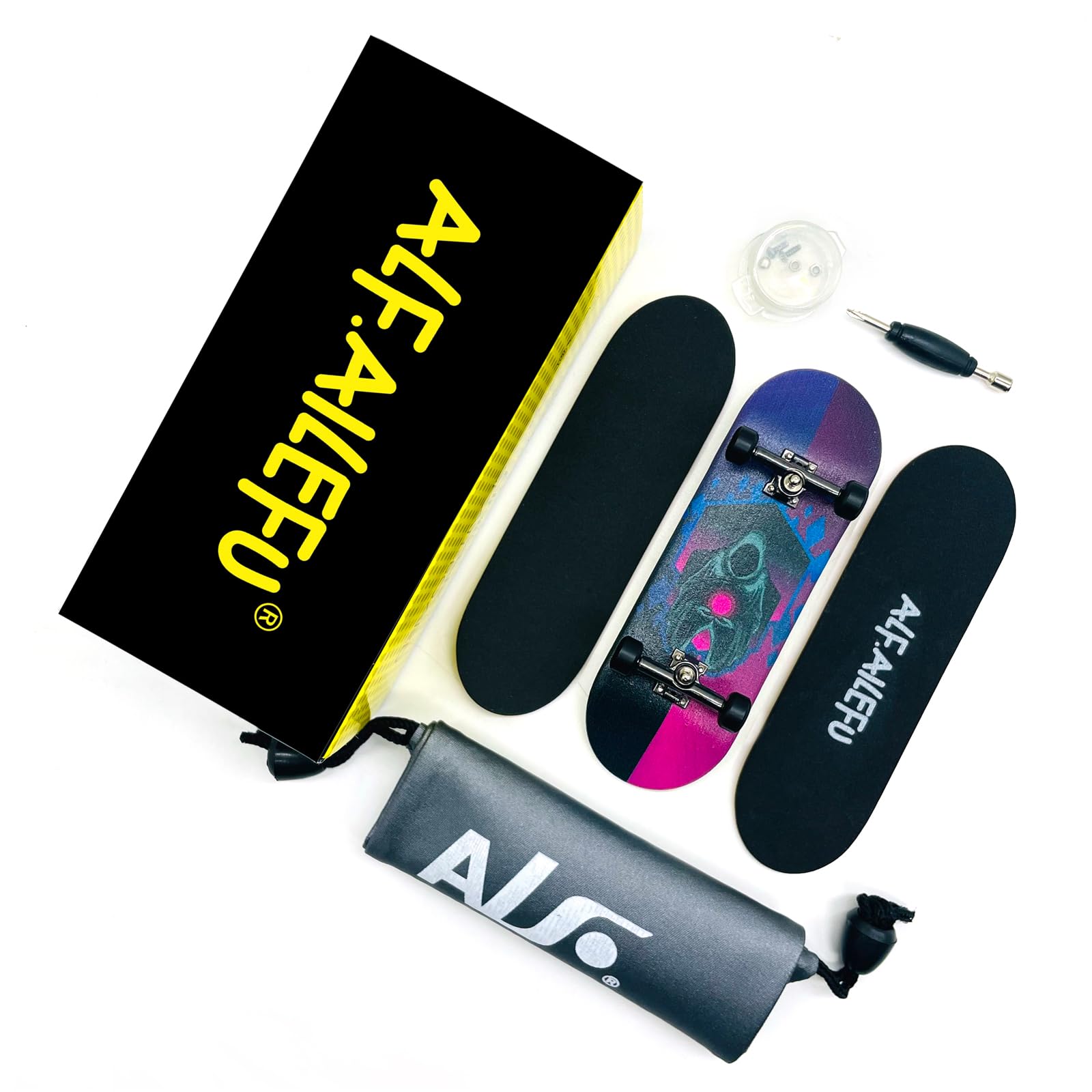 Pro Fingerboard 32mm Wooden Board Professional Finger Skateboard Trucks CNC Wheels with Bearings (Death)