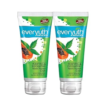 Everyuth Naturals Purifying & Exfoliating Neem Papaya Scrub, Pack of 2 (100gm x 2), Tube
