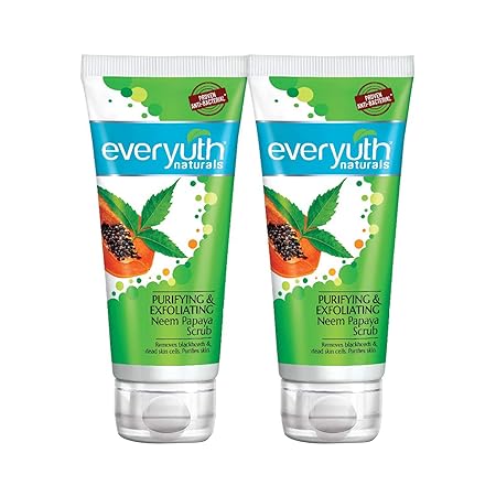 Amazon offers on Handpicked Deals - Everyuth Naturals Purifying & Exfoliating Neem Papaya Scrub, Pack of 2 (100gm x 2), Tube
