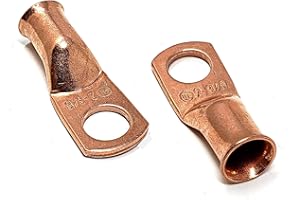 WINDYNATION 25 pcs WNI 2 Gauge x 3/8 Pure Copper Battery Welding Cable Lug Connector Ring Terminals