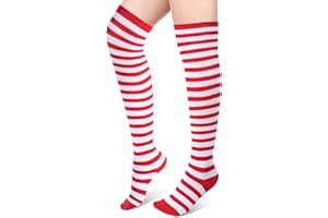 Geyoga Women's High Striped Tights Socks Over Knee Striped Long Stockings Halloween Christmas