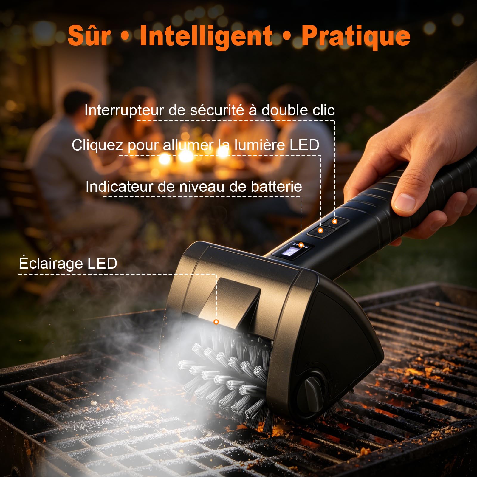 Brosse Électrique Barbecue sans Fil Nettoyeur Grille BBQ 2 Vitesses