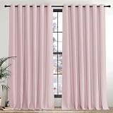 PONY DANCE Extra Wide Pink Blackout Curtains 2 Panels 90x90 Eyelet