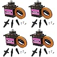 HOOYIJ 4 Pack MG90D 9g Digital Micro RC Servo Full Metal Gear 270 Degree Mini Servos Motor Upgraded SG90 for Arduino RC Smart Car Robot Arm 450 Aircraft Boat DIY PWM500-2500（Controllable Angle