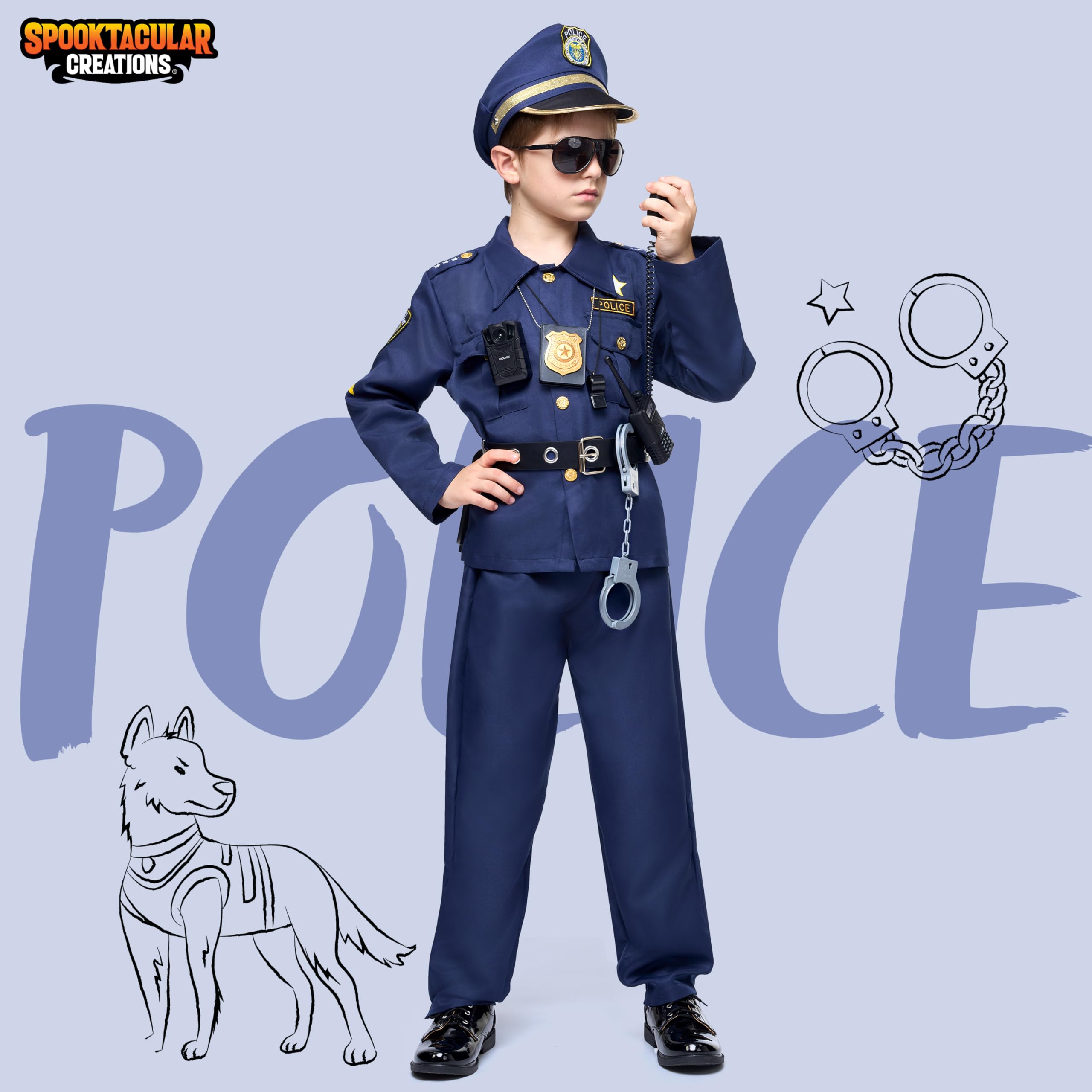 JOYIN Toy Halloween Toddler Police Costume, Police Officer Costume for Boys, Kids Cop Outfit for Halloween Pretend Roleplay