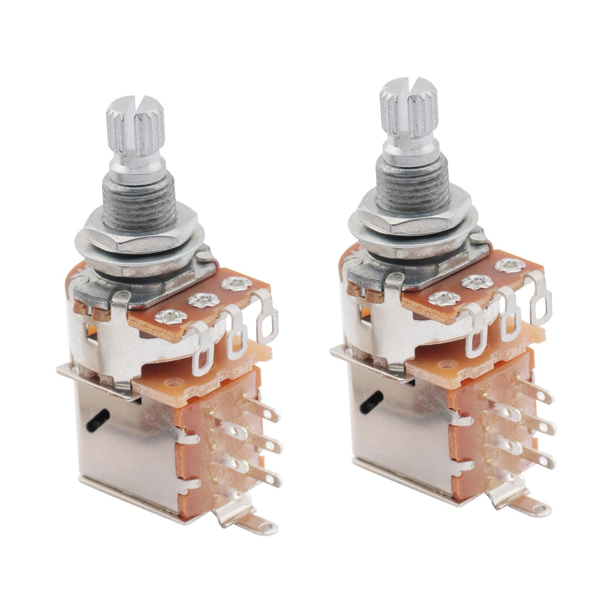 Musiclily Metric A250K Push Pull Potentiometers Split Shaft Audio Taper Pots for Electric Guitar Bass (Set of 2)