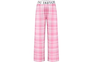 WEIXINBUY Kids Pajamas Pants Girls Boys Elastic Waist Plaid Pants Soft Lounge Wide Leg Pants 7-14 Years